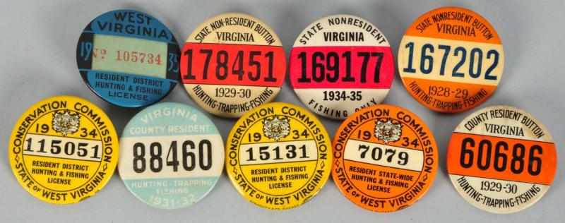 Appraisal: Lot of Virginia Hunting Fishing License Pins Description Includes Virginia