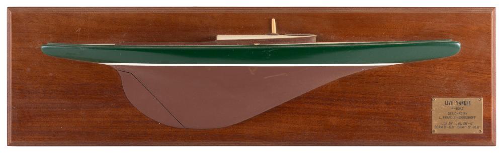 Appraisal: MOUNTED HALF HULL MODEL OF A HERRESHOFF R-BOAT TH CENTURY