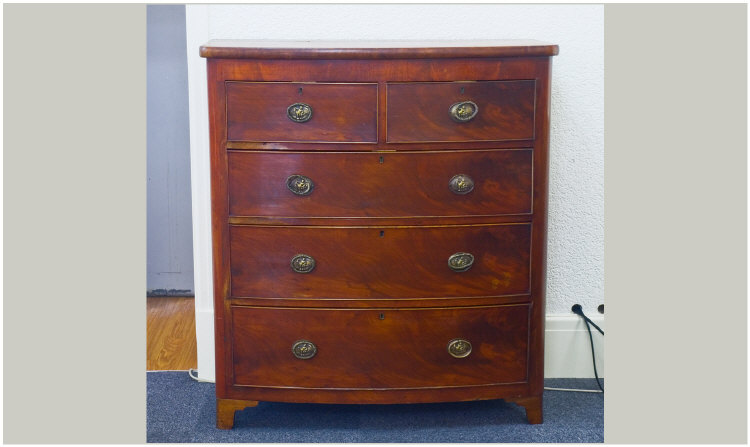 Appraisal: Mahogany Bow Fronted Chest Of Drawers Two Short Over Three