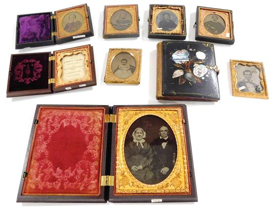 Appraisal: Daguerreotypes early photographs and frames nine pieces daguerreotype of elderly