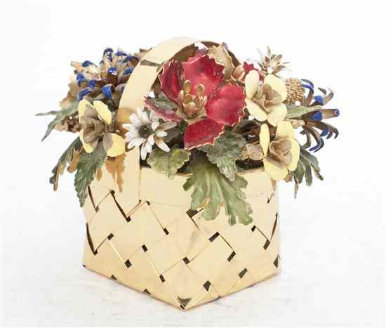 Appraisal: A Cartier Gilt Sterling Silver and Enameled Flower Basket designed