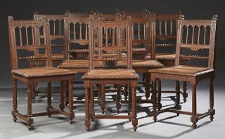 Appraisal: Set of Ten French Henri II Style Carved Oak Dining