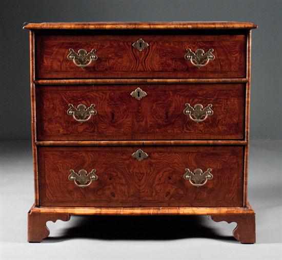 Appraisal: George II banded burl elm bachelor's chest mid- th century