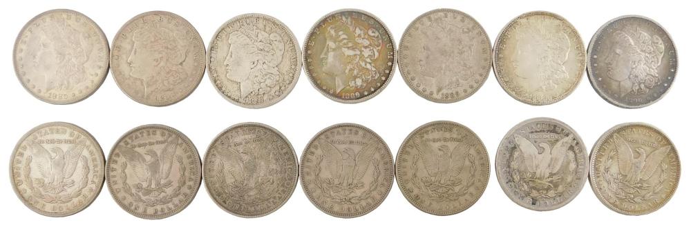 Appraisal: COINS Lot of fourteen common date circulated Morgan dollars