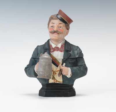 Appraisal: A Johann Maresch Figural Tobacco Humidor Terracotta waist-up figural holding