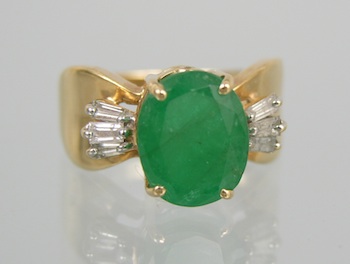 Appraisal: A Ladies' Emerald and Diamond Ring k yellow gold ring