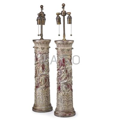 Appraisal: JAMES MONT - JAMES MONT DESIGN Pair of column lamps