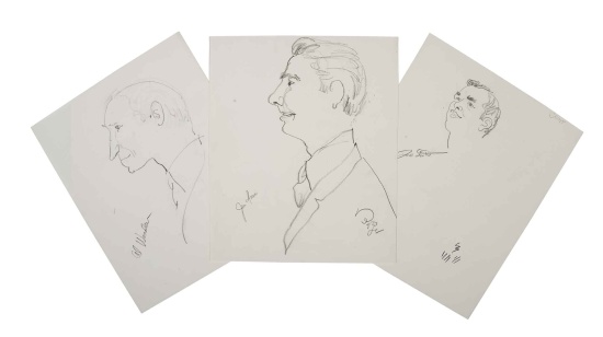 Appraisal: Apollo Crew Sketches Pencil caricature sketches on three individual sheets