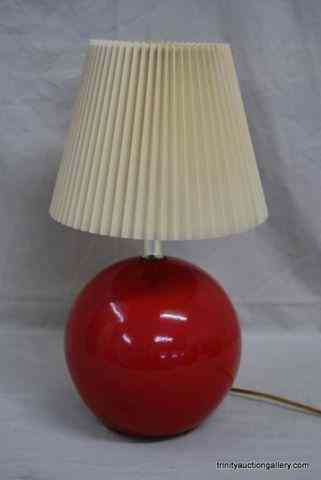 Appraisal: Vintage Pottery Red Ball Table LampThis is a nice and