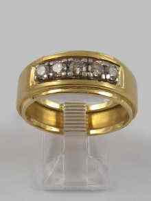 Appraisal: A yellow metal tests ct gold five stone diamond band