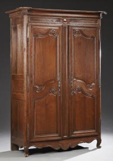 Appraisal: Louis XV Style Carved Oak Double Door Armoire t Louis