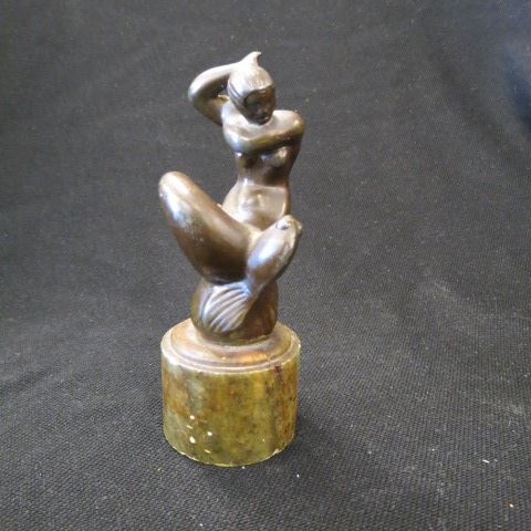 Appraisal: Art Deco Bronzed Figurine of Mermaid Fish on marble base