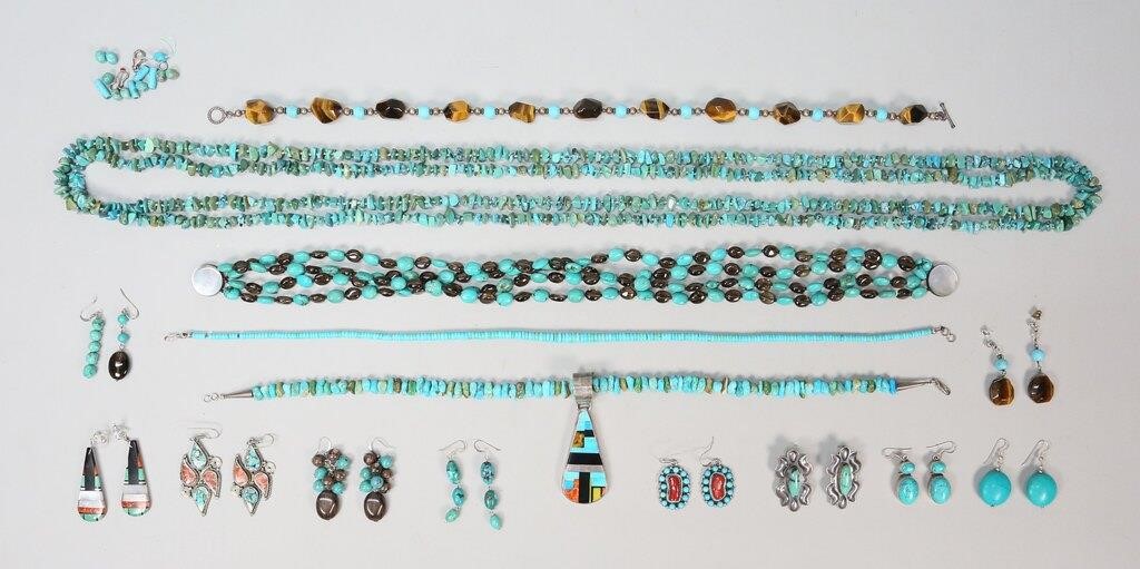 Appraisal: Lot of turquoise jewelry including Native American Turquoise bead necklace