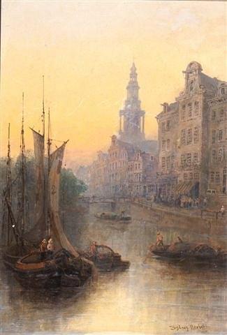 Appraisal: SYDNEY HERBERT British - A Continental river and town scene