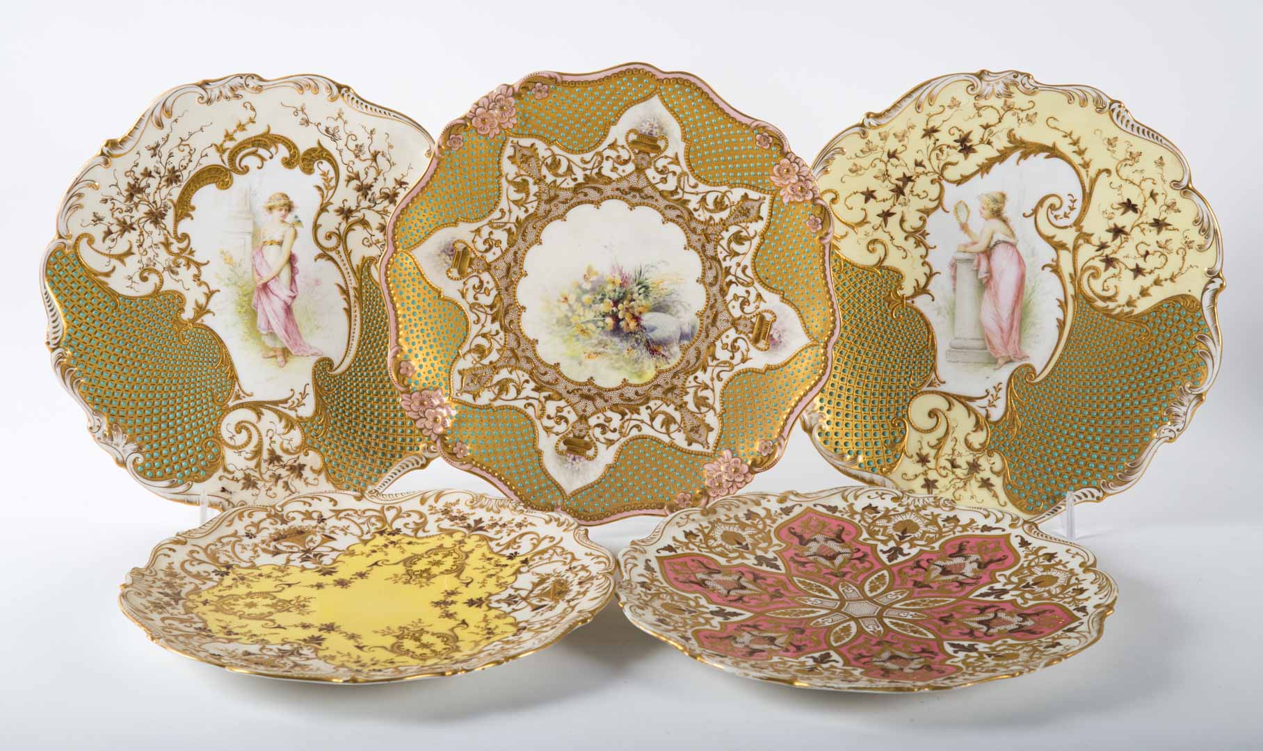 Appraisal: Coalport paint and jewel enamel decorated plates late th early