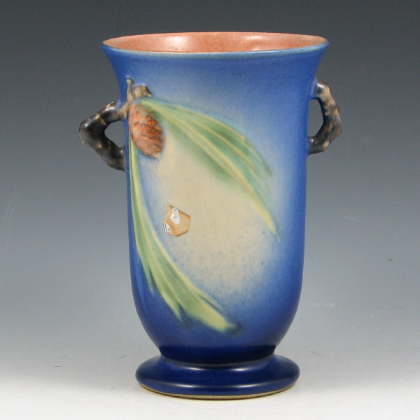 Appraisal: Roseville blue Pine Cone vase with small twig handles Marked