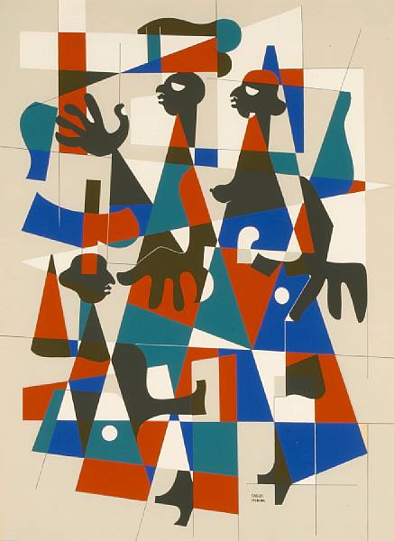 Appraisal: Carlos M rida Guatemalan - Untitled Composition c Silkscreen printed