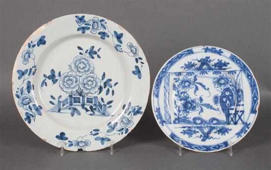 Appraisal: Liverpool chinoiserie decorated Delftware plate and a Delftware bread plate