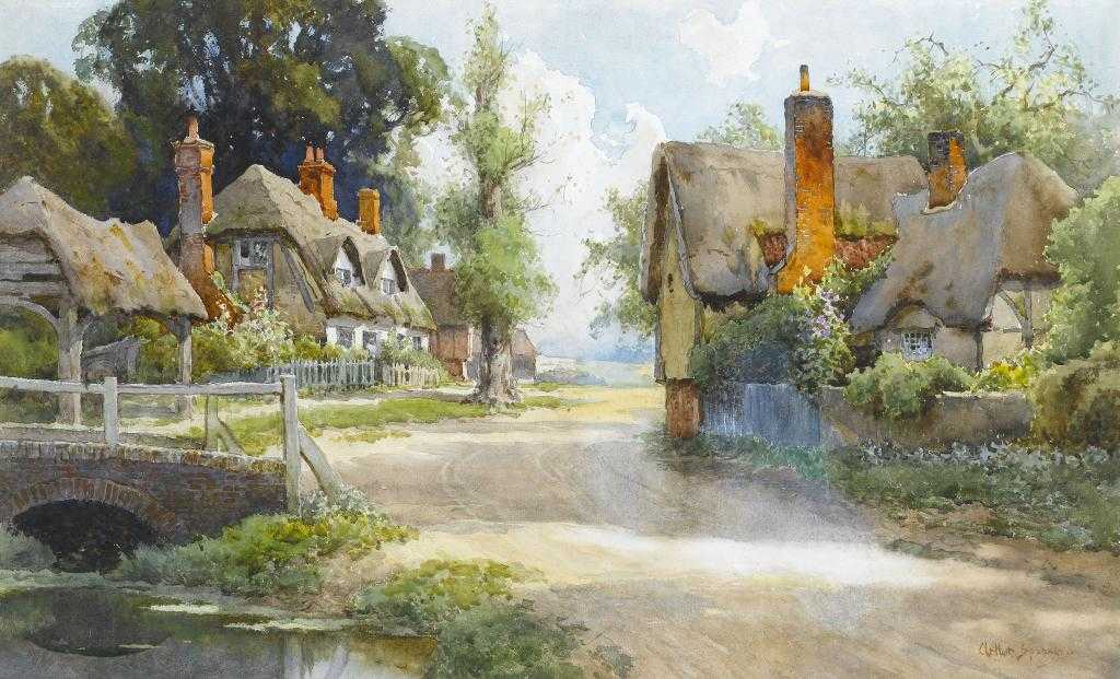 Appraisal: ARTHUR SPOONER RBA VILLAGE SCENE signed watercolour x cm