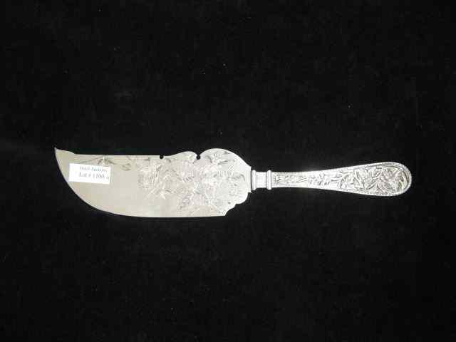 Appraisal: Victorian Sterling Silver Ice Cream Slice elaborate engraved floral dated