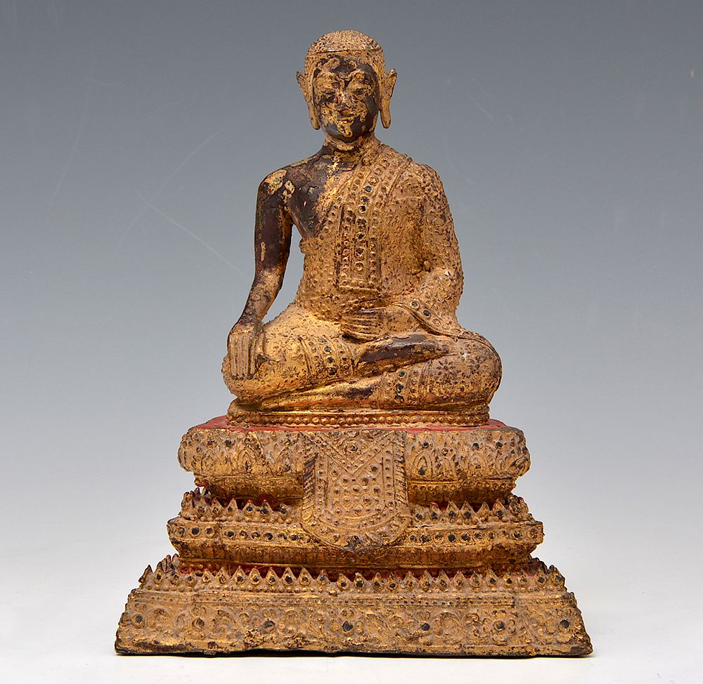 Appraisal: Gilded Thai seated Buddha Gilded Thai seated Buddha t