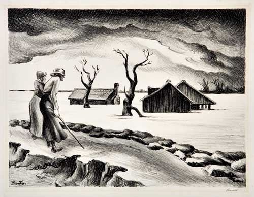 Appraisal: THOMAS HART BENTON Flood Lithograph x mm x inches full