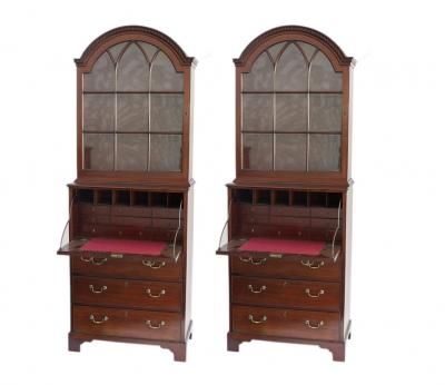 Appraisal: A pair of George III mahogany secretaire bookcases circa each