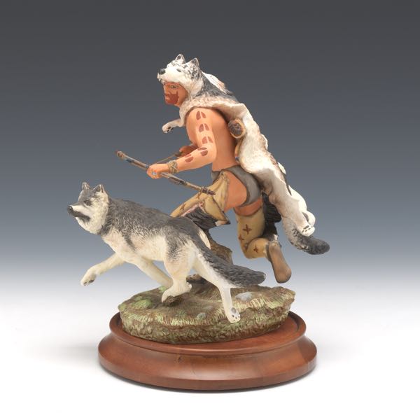 Appraisal: VINTAGE NATIVE AMERICAN PORCELAIN SCULPTURE BY ROBERT F MURPHY WOLF