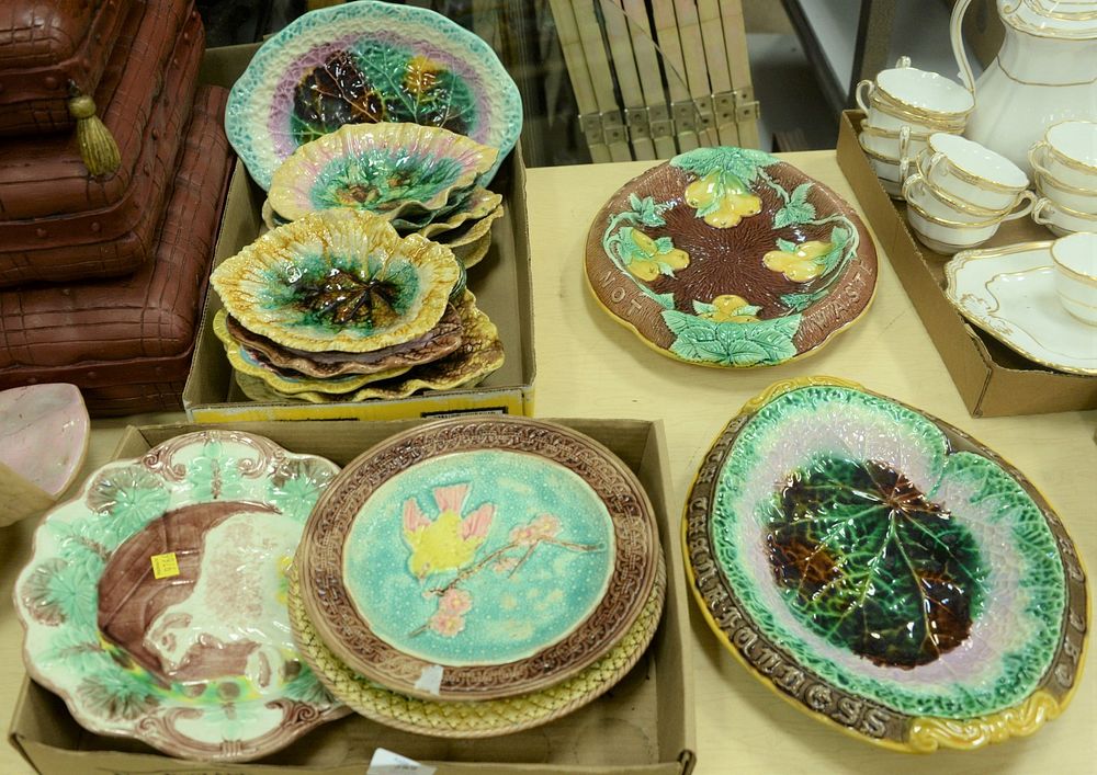 Appraisal: Large Lot of Majolica to include molded edge leaf plates