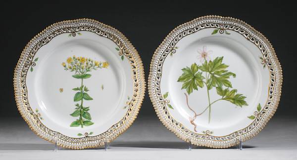 Appraisal: A pair of Royal Copenhagen Flora Danica porcelain dinner plates