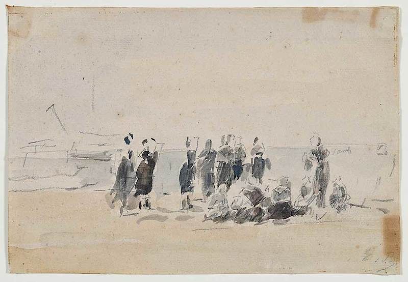 Appraisal: Eug ne Boudin French Femmes aux la Plages stamped with