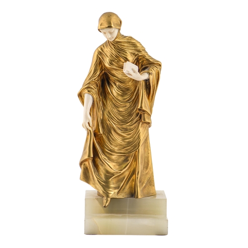 Appraisal: Ch Peron A gilt bronze and ivory statuette of a