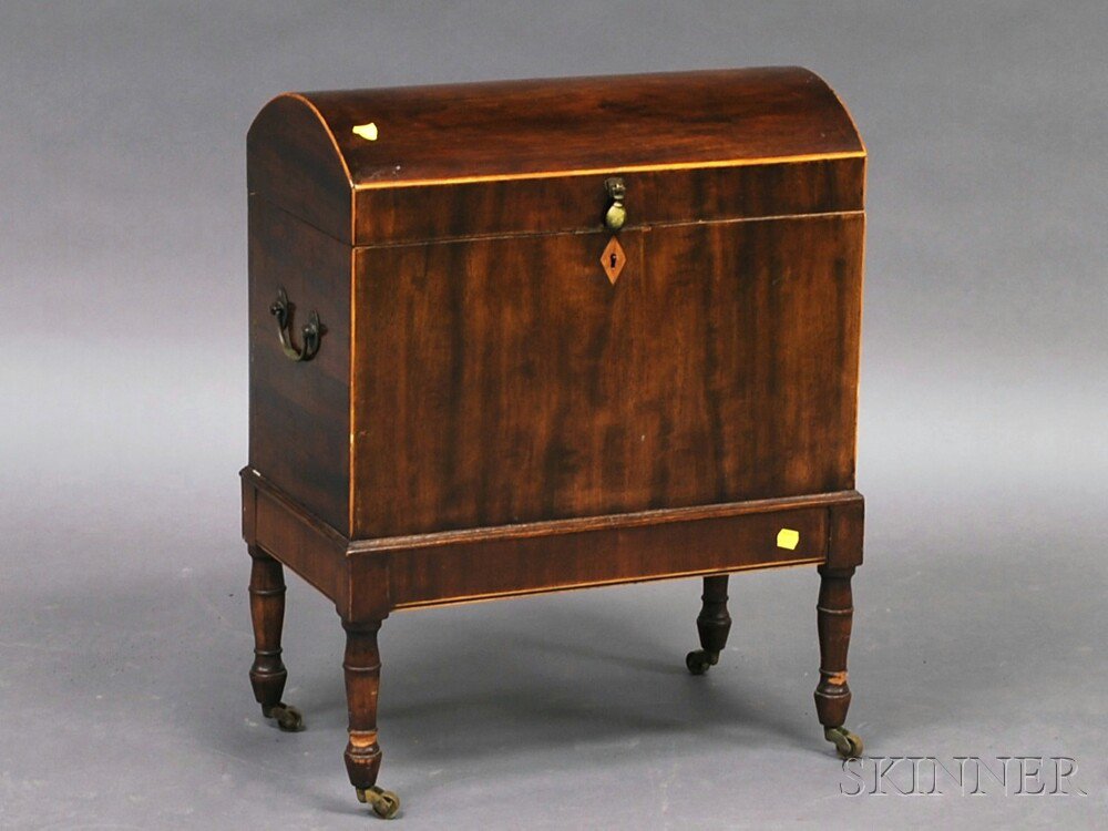 Appraisal: Regency-style Inlaid Mahogany Dome-top Cellaret on Stand ht wd dp