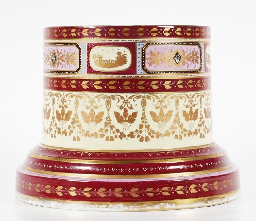 Appraisal: ROYAL VIENNA JARDINIERE OR VASE PEDESTALHandpainted Royal Vienna porcelain pedestal