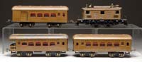 Appraisal: IVES STANDARD GAUGE LOCOMOTIVE WITH THREE PASSENGER CARS Engine in