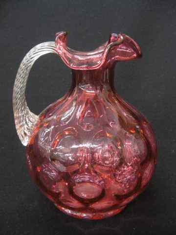 Appraisal: Cranberry Art Glass Pitcher coin spot decor '' excellent