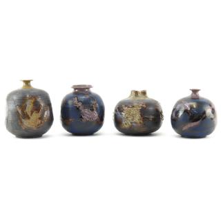 Appraisal: Grouping of Four Terrin Levitt Ceramic Vases Grouping of Four