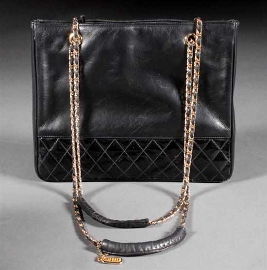 Appraisal: Lisette black leather and quilted patent leather bag with a