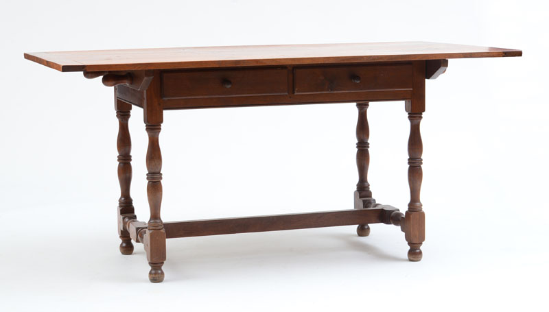 Appraisal: REPRODUCTION WALNUT WILLIAM AND MARY TWO-DRAWER TABLE x x in