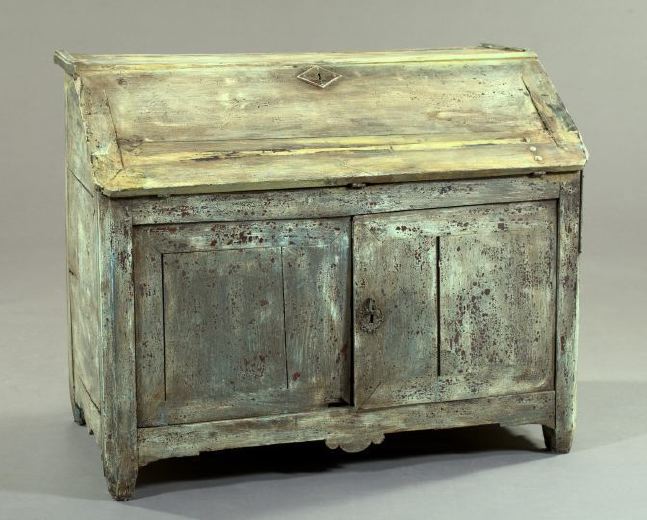 Appraisal: Provincial Paint-Decorated and Distressed Slant-Lid Writing Desk early th century