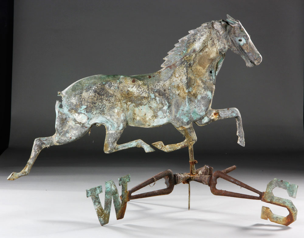 Appraisal: - Antique Copper Horse Weathervane Antique running horse weathervane copper