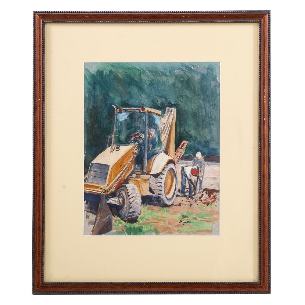 Appraisal: Nathaniel K Gibbs Digging a Ditch watercolor American - Watercolor