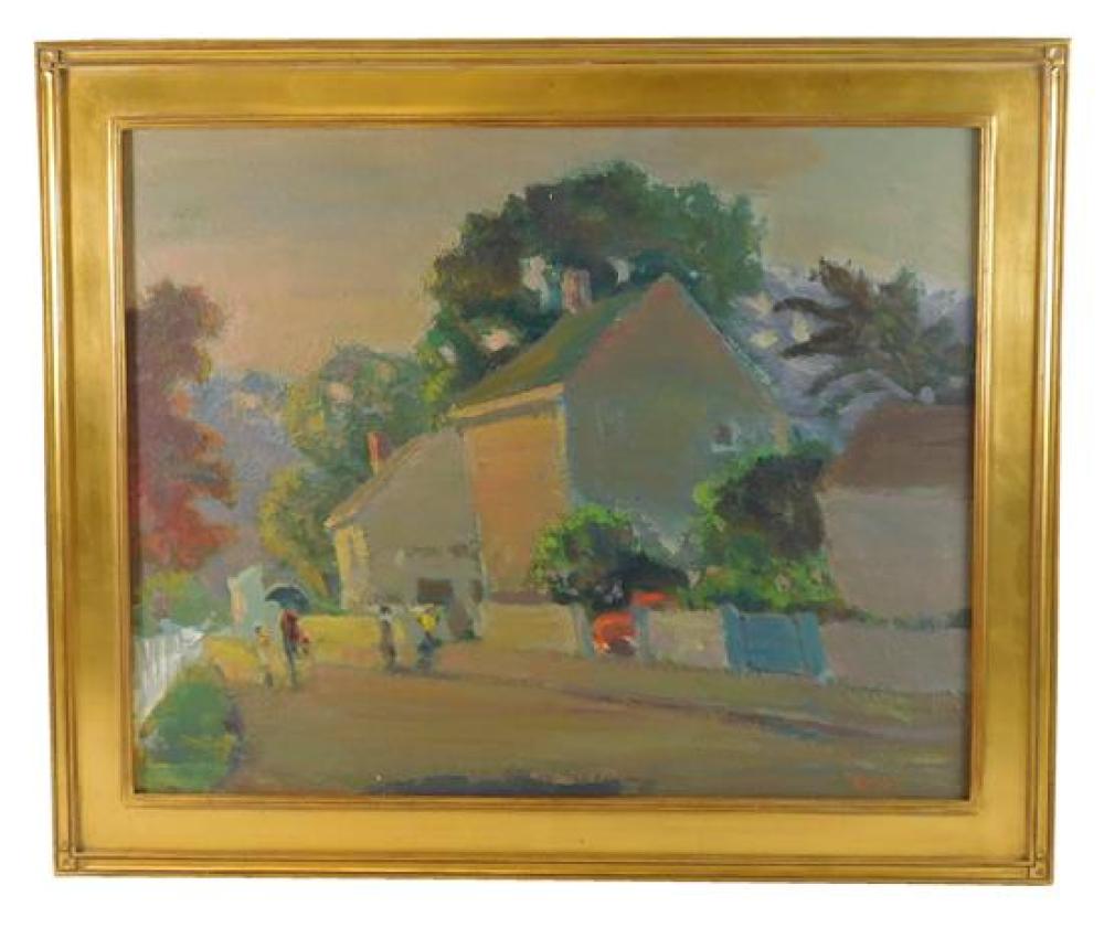 Appraisal: Joseph Rimini American - oil on canvas depicts street scene