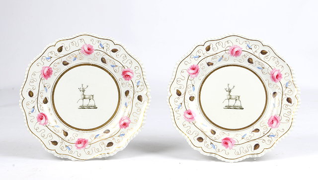 Appraisal: A PAIR OF FLIGHT BARR AND BARR PLATES each painted