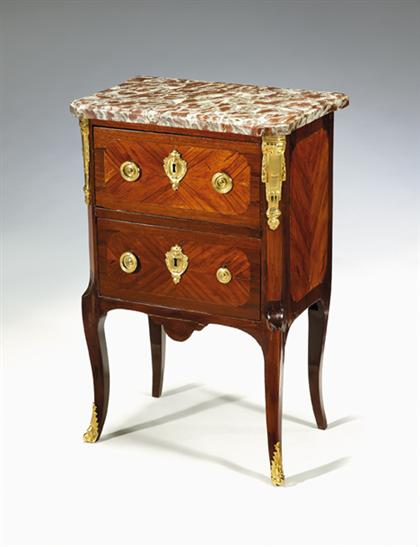 Appraisal: Louis XV ormolu mounted tulipwood and amaranth petite commode attributed