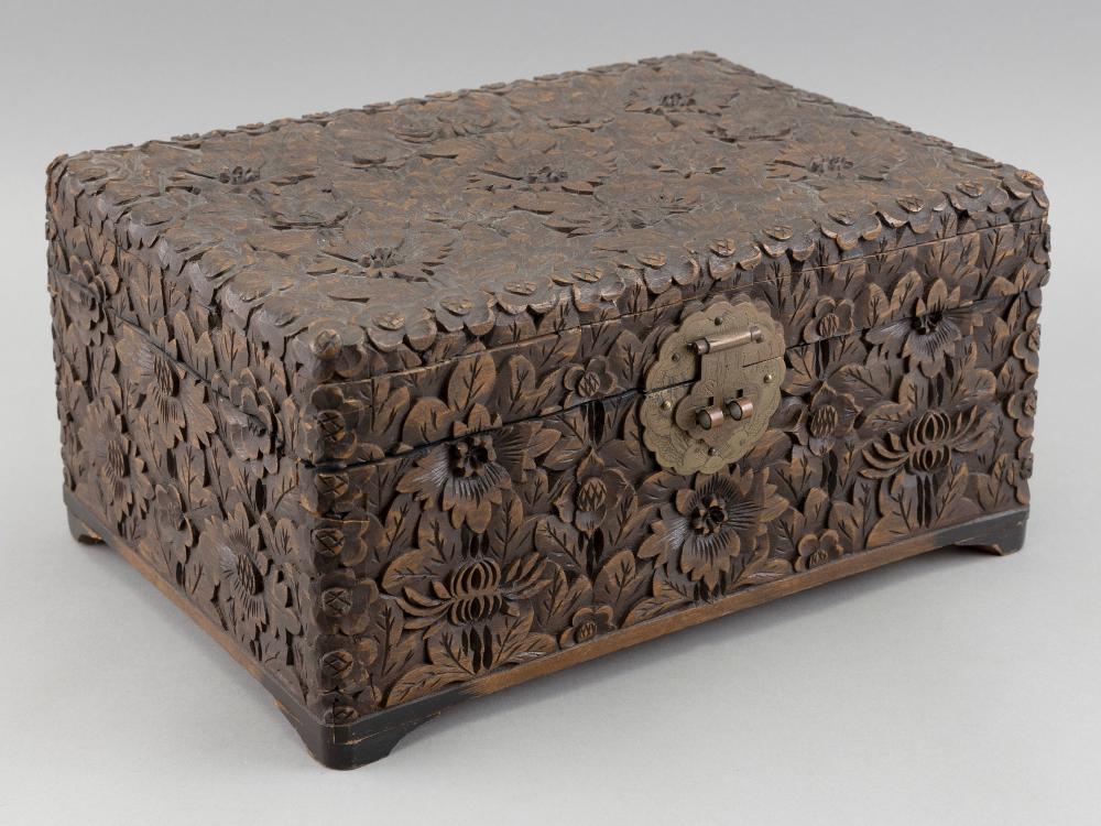 Appraisal: INDONESIAN CARVED WOODEN LIFT-TOP BOX TH CENTURY HEIGHT WIDTH DEPTH