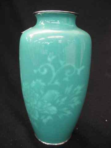 Appraisal: Japanese Sato Cloisonne Vase invisiblefloral on scarce blue-green no wires