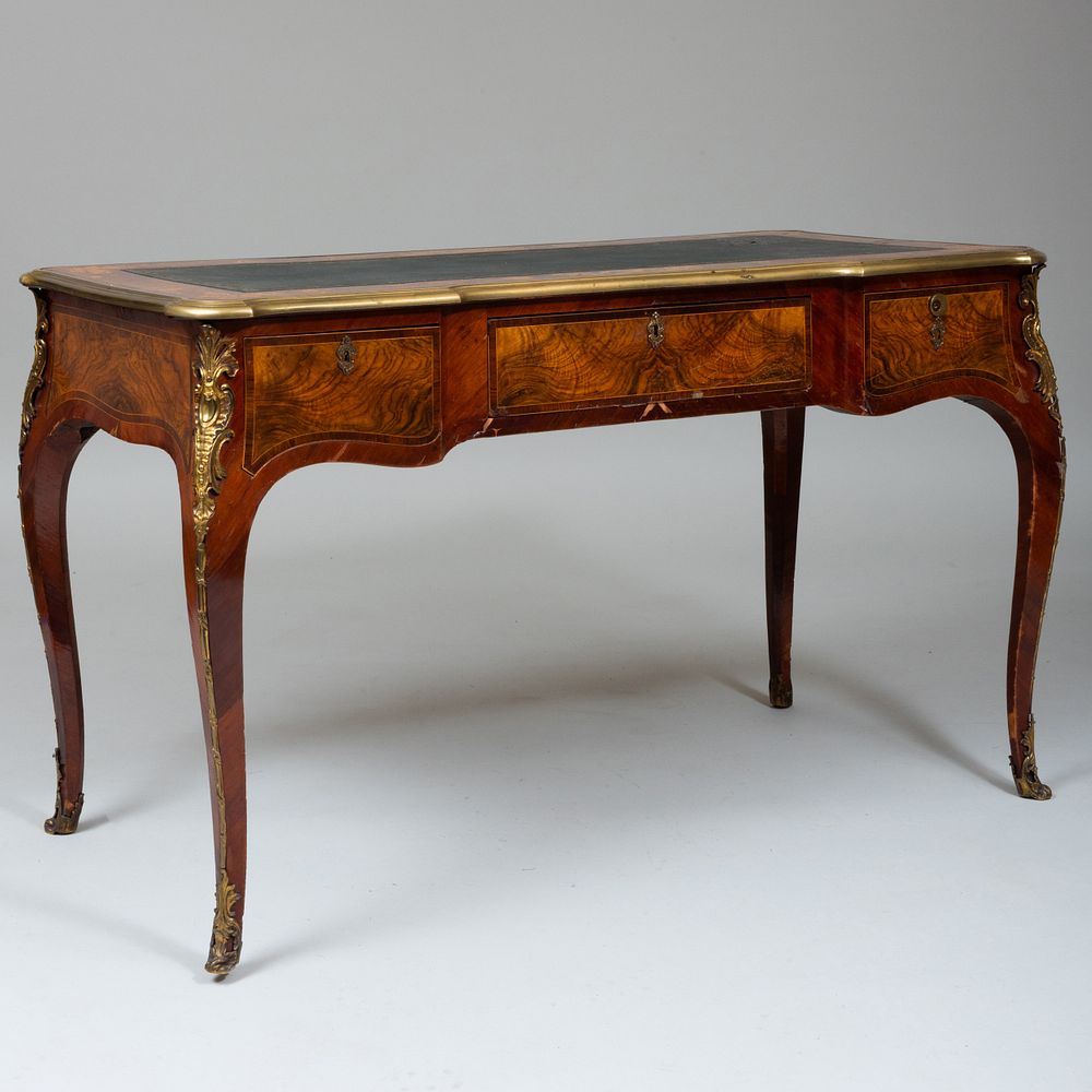 Appraisal: Victorian Gilt-Metal-Mounted Kingwood Walnut and Fruitwood Marquetry Bureau Plat In