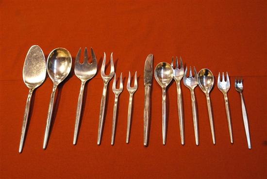 Appraisal: A MICHELSON H NILES DANISH STERLING SILVER FLATWARE pieces including