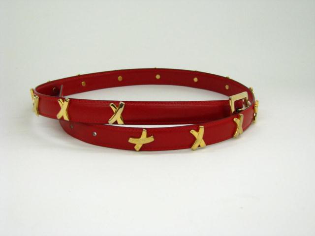 Appraisal: Tiffany Co Paloma Picasso ''X'' design red leather belt Size